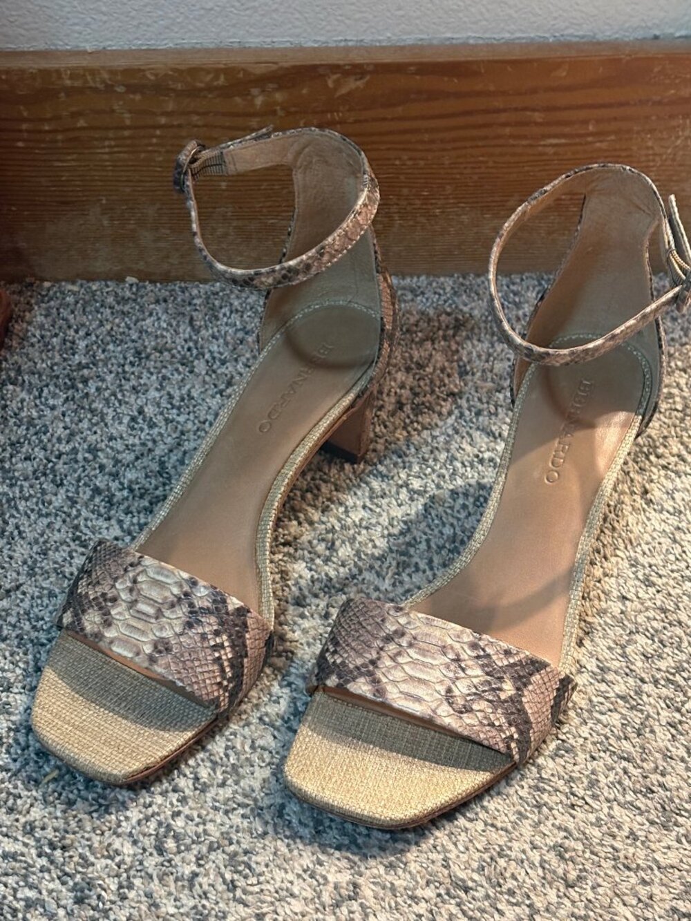 Bernardo Snake Print Sandals Heels